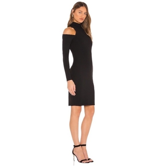 NWT, SUSANA MONACO, Womens, Mock neck open shoulder LS bodycon dress, black - Picture 2 of 6